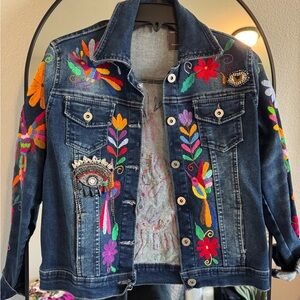 Colorful Embroidered Denim Jacket